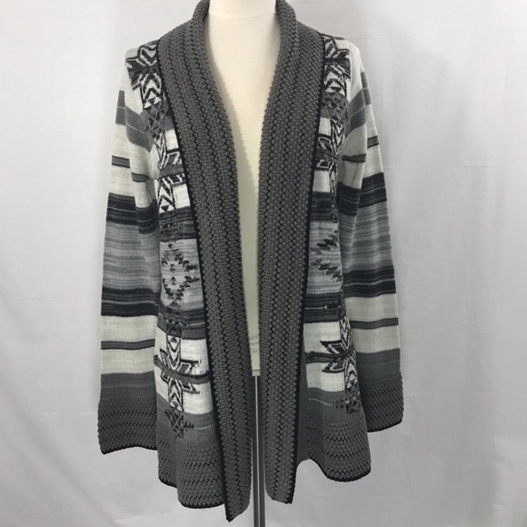 BCBGMaxAzria Sweaters - SOLD — SOLD — SOLD —- BCBGMaxazaria Tribal Print Cardigan;Cream,Greys&Black,S/M
